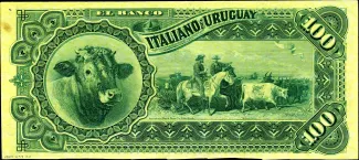 Uruguay 100 Pesos, 1887 reverse