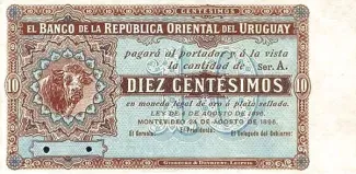 Uruguay 10 Centésimos, 1896 P-1 obverse