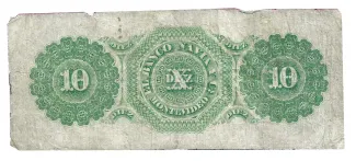 Uruguay 10 Pesos, 1865 reverse