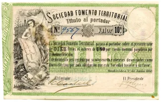 Uruguay 10 Pesos, 1868 obverse