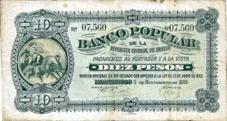 Uruguay 10 Pesos, 1888 obverse