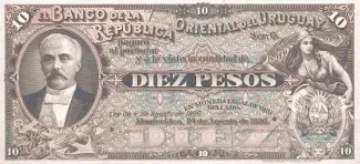 Uruguay 10 Pesos, 1896 P-5 obverse