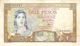 Uruguay 10 Pesos, 1930 P-19 obverse