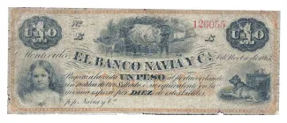 Uruguay 1 Peso, 1865 obverse