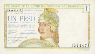 Uruguay 1 Peso, 1930 P-17 obverse
