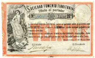 Uruguay 20 Pesos, 1868 obverse