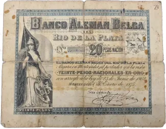 Uruguay 20 Pesos, 1875 obverse