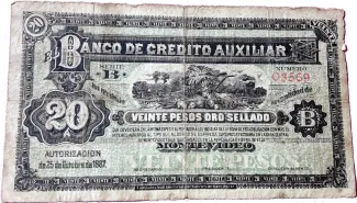 Uruguay 20 Pesos, 1887 obverse