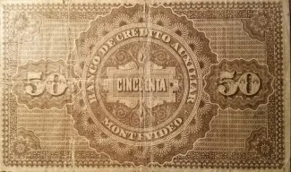 Uruguay 50 Pesos, 1887 reverse