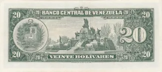 Venezuela 20 Bolivares, 1960-1966 reverse