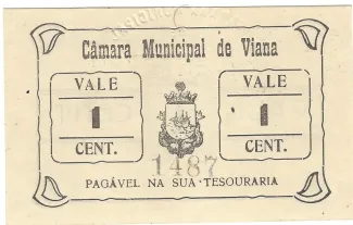 Viana do Castelo, District of 1 Centavo, obverse