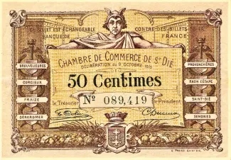 Vosges, Department of 50 Centimes, 1915-1918 obverse