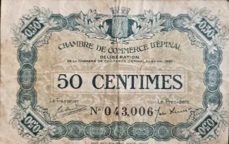 Vosges, Department of 50 Centimes, 1920 obverse
