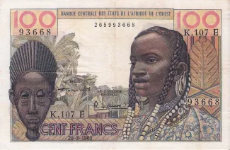 Western African States 100 Francs, 1966 image