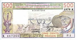 Western African States 500 Francs, 1990 image