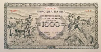 Yugoslavia 1,000 Dinara, 1949 P-67 obverse