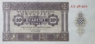 Yugoslavia 20 Kune, 1944 P-9 obverse