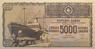 Yugoslavia 5,000 Dinara, 1950 P-67 obverse