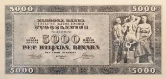 Yugoslavia 5,000 Dinara, 1950 P-67 obverse