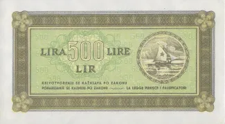 Yugoslavia 500 Liri, 1945 reverse