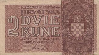 Yugoslavia 2 Kune, 1942 P-8 - Double letter prefix obverse
