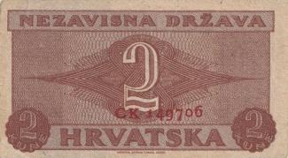 Yugoslavia 2 Kune, 1942 P-8 - Double letter prefix reverse
