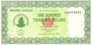 Zimbabwe 100.000 Dollars, 2005 image