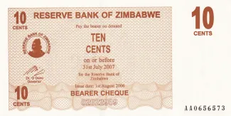 Zimbabwe 10 Cents, 2006 obverse
