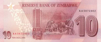 Zimbabwe 10 Dollars, 2020 reverse