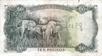 Southern Rhodesia 10 Pounds, 1953-1954 reverse