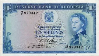 Rhodesia 10 Shillings, 1964 image