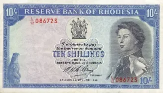 Rhodesia 10 Shillings, 1968 image