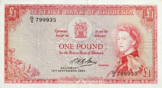 Rhodesia 1 Pound, 1964 image