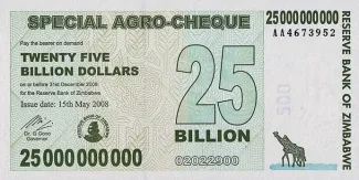 Zimbabwe 25.000.000.000 Dollars, 2008 obverse