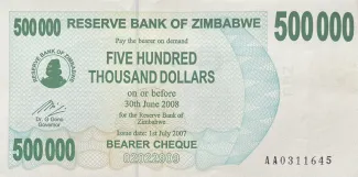 Zimbabwe 500.000 Dollars, 2007 obverse