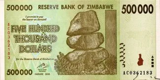 Zimbabwe 500.000 Dollars, 2008 obverse