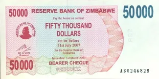 Zimbabwe 50.000 Dollars, 2007 obverse