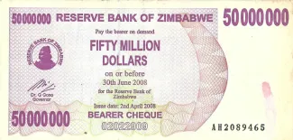 Zimbabwe 50.000.000 Dollars, 2008 obverse