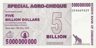 Zimbabwe 5.000.000.000 Dollars, 2008 obverse