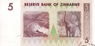 Zimbabwe 5 Dollars, 2007 reverse