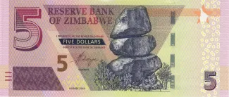 Zimbabwe 5 Dollars, 2019 obverse