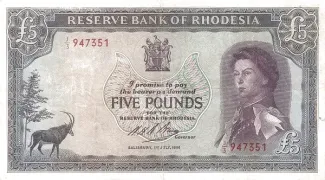 Rhodesia 5 Pounds, 1966 image