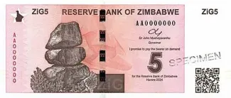 Zimbabwe 5 ZiG, 2024 obverse